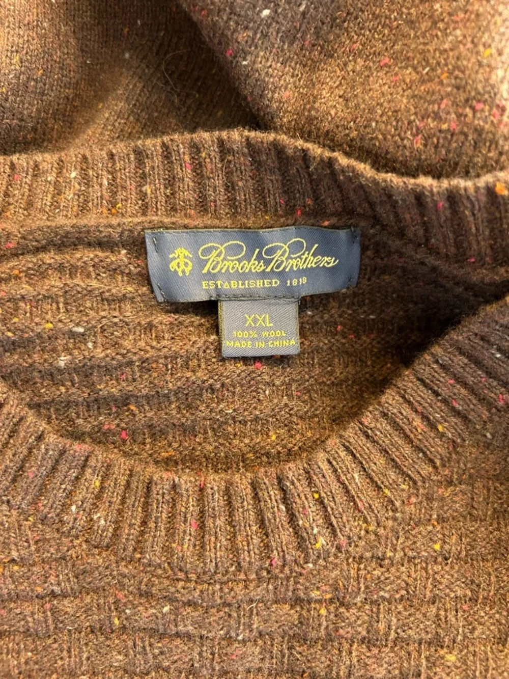 Brooks Brothers Men’s Brown 100% Wool Sweater, Size XXL